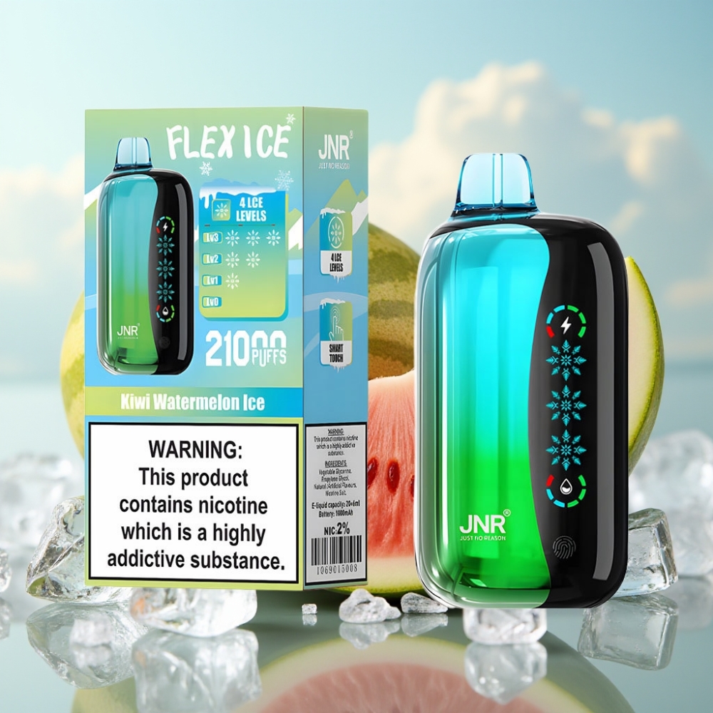 JNR Flex Ice 21000 Puffs Dispozabil Vape - Kiwi Lubenica Led, 26ml, 1.2 Ohm Dual Mesh, Podesivi Vazdušni Tok