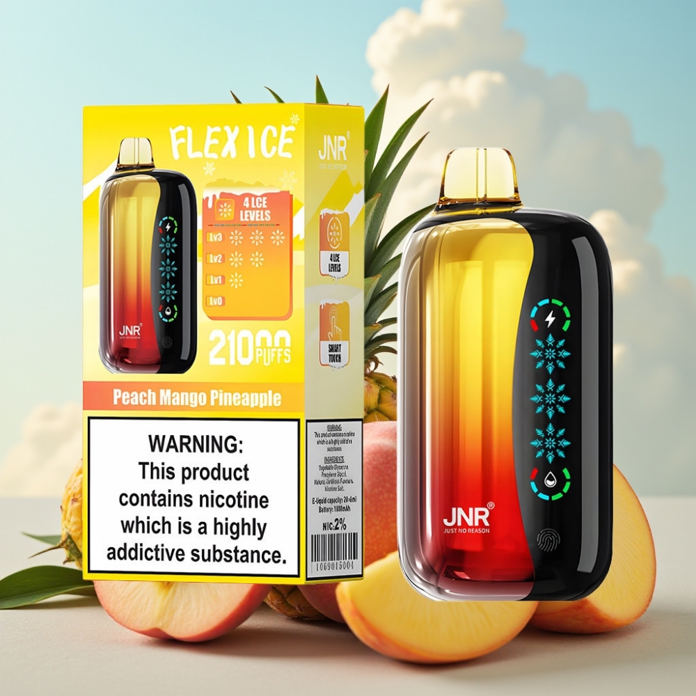 JNR Flex Ice 21000 Pufova Jednokratna Vape - Prilagodljiv Ice, 26ml, 1.2 Ohm Dual Mesh, Breskva Mango Ananas