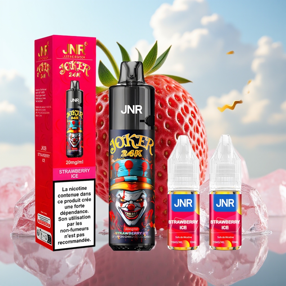 JNR Joker 24K Puffs Dispozabil Vape Jagoda Led, 2+10ml Punjenje, 800mAh, 24000 Pufova