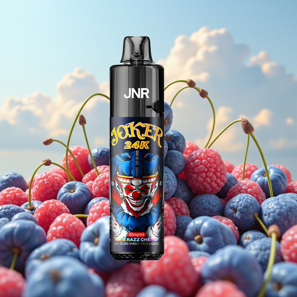 JNR Joker 24K Puffs Dispozabil Vape Plava Malina Trešnja – 24000 Pufova, 2% Nikotina, 800mAh Baterija