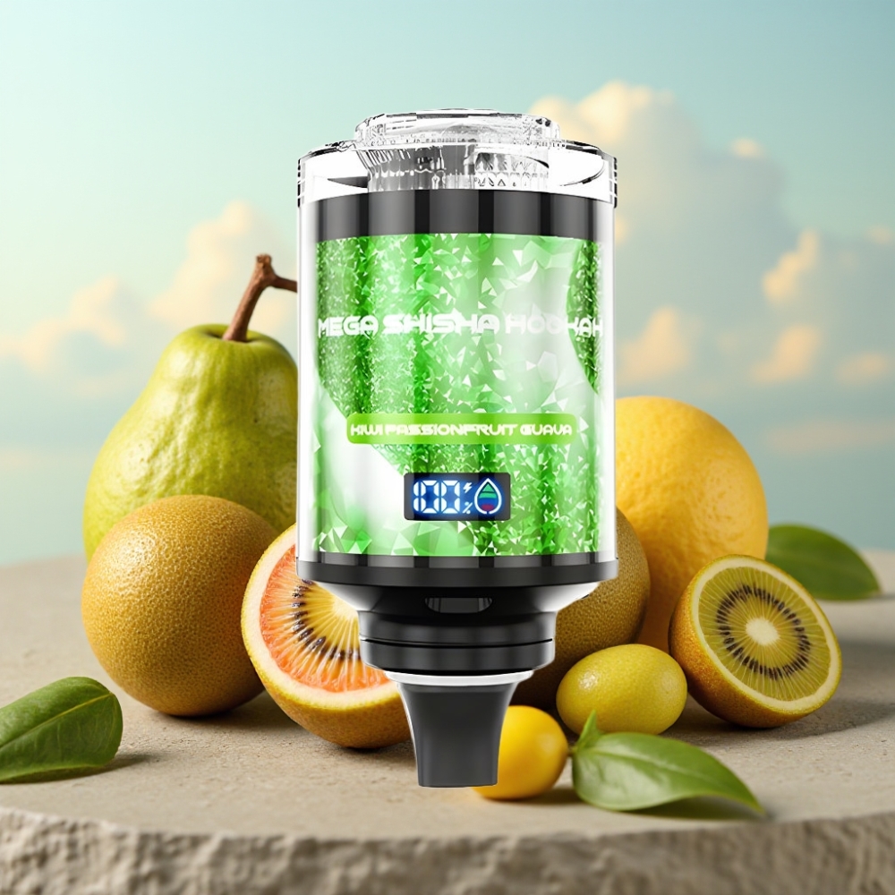 JNR Mega Shisha Hookah 100K Desktop Kompatibilnost – 100000 povlačenja, 60ml tečnost, 2200mAh baterija, Kiwi Passionfruit Guava