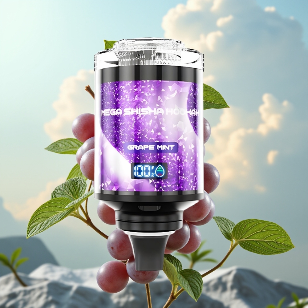 JNR Mega Shisha Hookah 100K Desktop Kompatibilnost Grožđe Metvica – 100.000 pufova, 60ml tečnost, 2200mAh baterija, Type-C punjenje