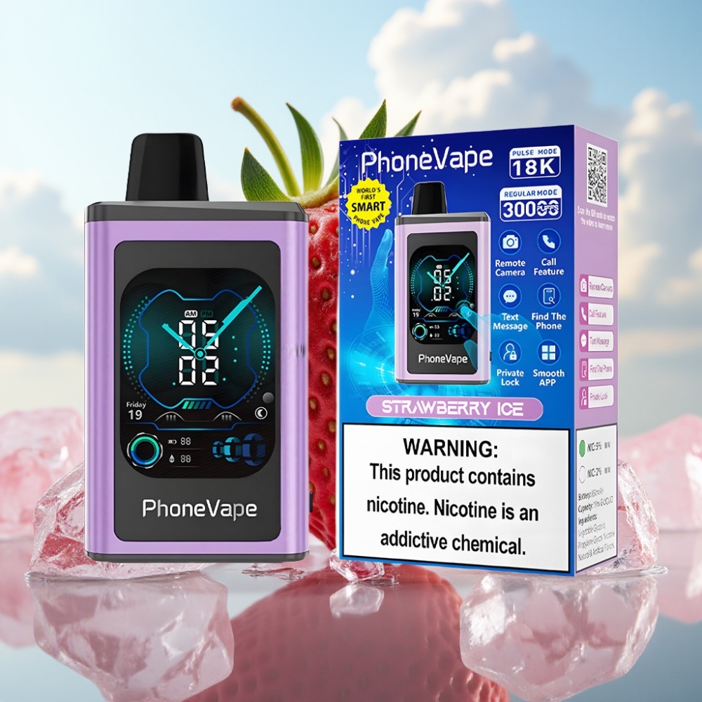 JNR PhoneVape 30000 puffs Dispozabil Vape Jagoda Led, 850mAh, Turbo Mod, Podesivi Protok Vazduha, 2% i 5% Nikotina