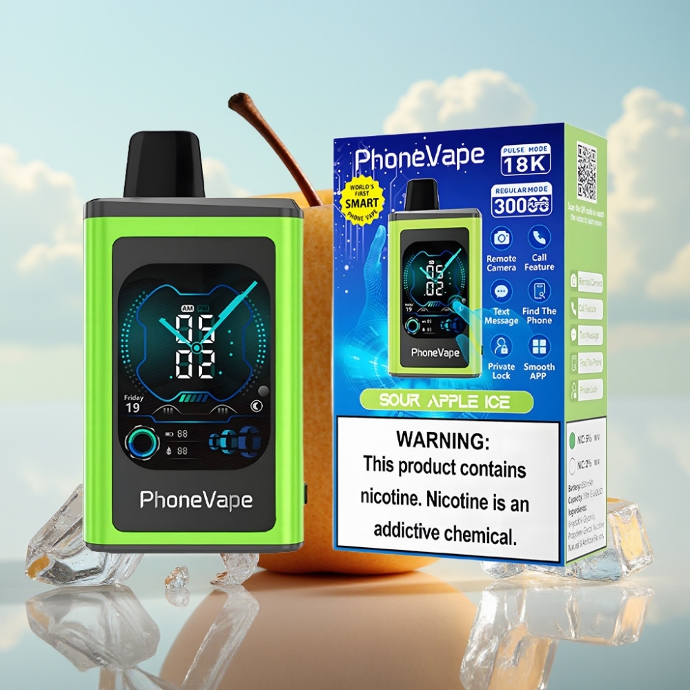 JNR PhoneVape 30000 puffs Dispozabil Vape Kisela Jabuka Led – 850mAh, Turbo Mod, Podesivi Protok Vazduha, 30000 pufova