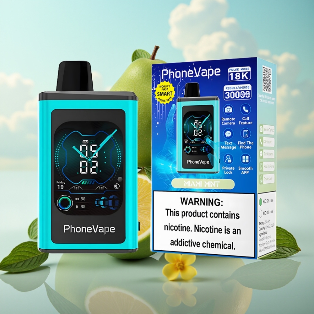 JNR PhoneVape 30000 puffs Dispozabil Vape Majami Mint, 850mAh, Turbo Mod, Podesivi Protok Vazduha, Ekran