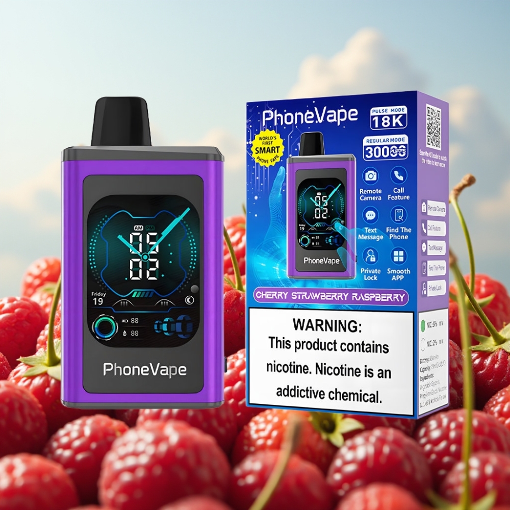 JNR PhoneVape 30000 pufova Jednokratna Vape - Turbo Mode, Podešavanje Protoka Vazduha, 850mAh Type-C Baterija, Višnja Jagoda Malina