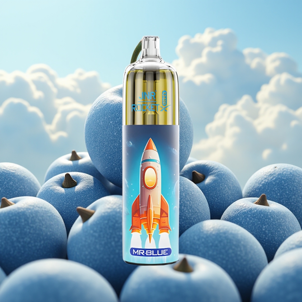 JNR Rocket-X 12400 Pufova Jednokratna Vejp sa Podesivim Protokom Vazduha, RGB Svetlima, 1.2ohm Mrežnim Kalemom, 850mAh Baterijom, 25ml Tekućine - Plava (Mr. Blue)