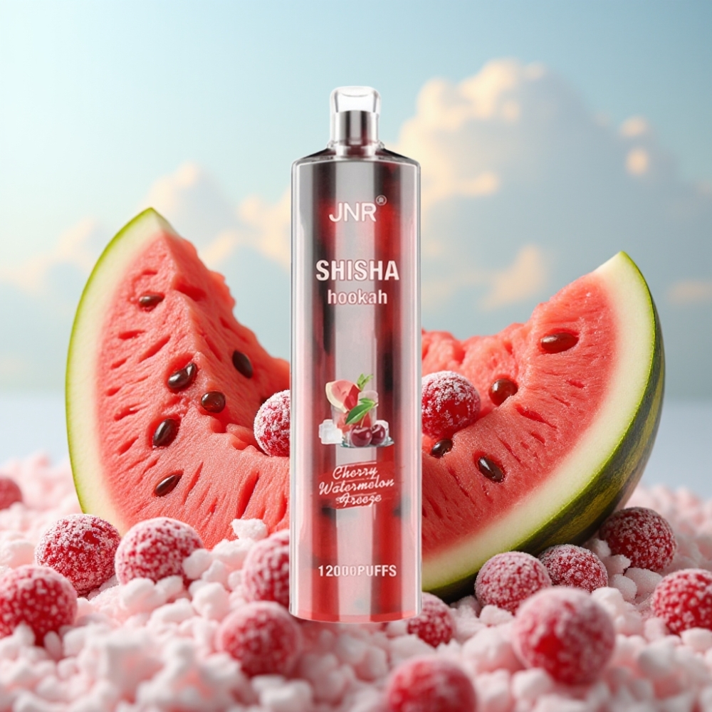 JNR Shisha Hookah 12000 Puffs Dispozabil Vape Trešnja Lubenica Led – 12000 Pufova, 750mAh, 24ml, 0.6 Ohm mesh coil, Type-C