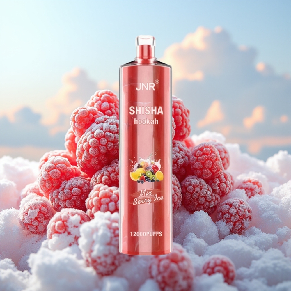 JNR Shisha Hookah 12000 Puffs Dispozabilna Vape Jagoda Led 750mAh, 24ml, 0.6 Ohm mesh coil