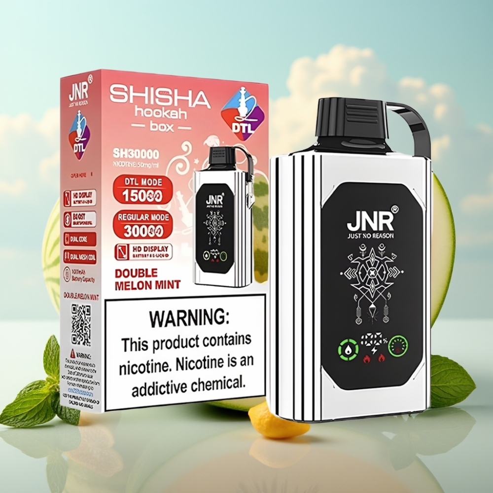 JNR Shisha Hookah Box 20500 Puffs Dispozabilna Vape – Duplo Dinja Met, HD Display, 25ml, Type-C Quick Charge
