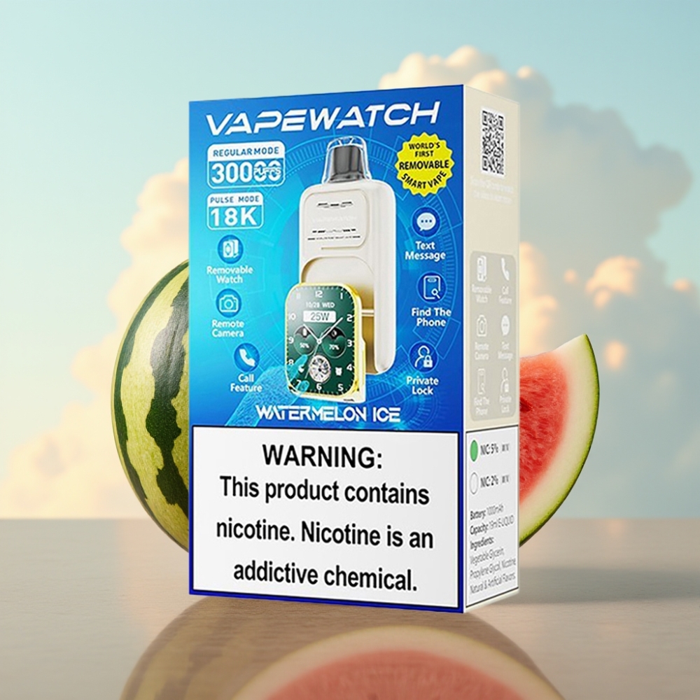 JNR VapeWatch 30000 Puffs Дисапозабилни Вејп Лубеница Лед – 30.000 пуфова, 1000mAh, Type-C