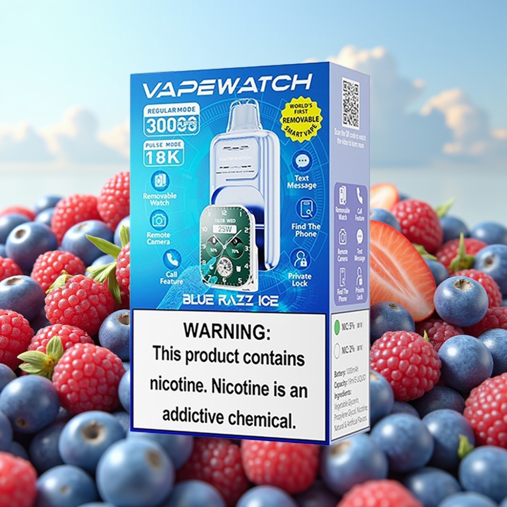 JNR VapeWatch 30000 Puffs Dispozabil Vape Plava Malina Led – 30,000 pufova, 1000mAh, 19mL, 5% nikotina