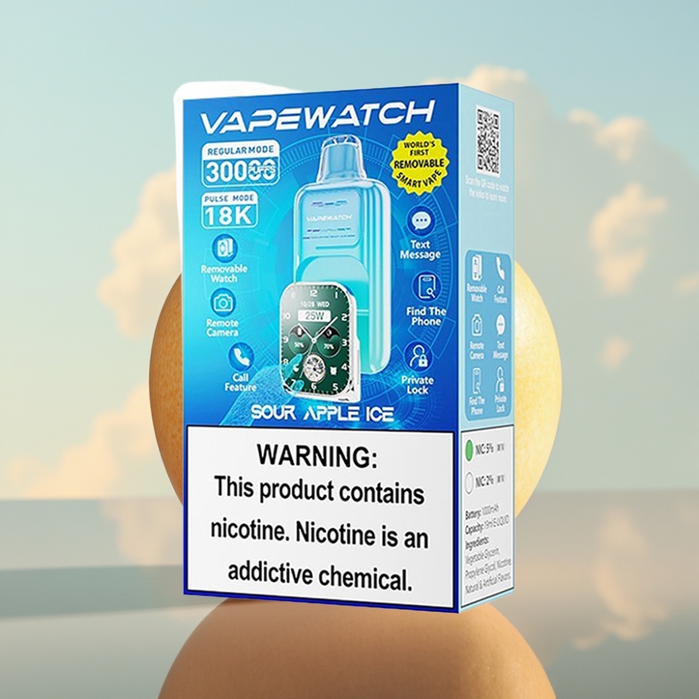 JNR VapeWatch 30000 Puffs Dispozabilna Vape Kisela Jabuka Led – 30,000 pufova, 1000mAh, 19mL, 5% nikotina