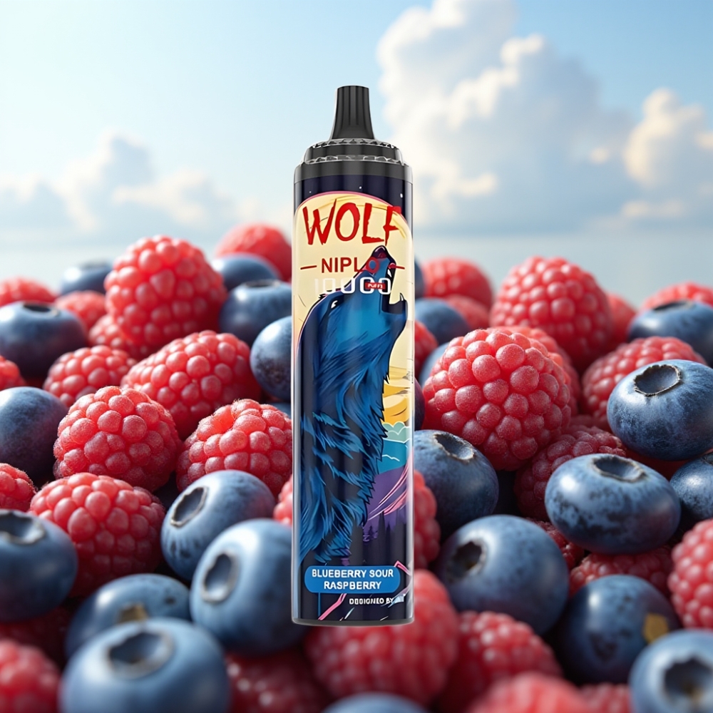 JNR Wolf Niplo 10000 Puffs Dispozabil Vape Borovnica-Kisela Malina, 20ml, 5%, Type-C