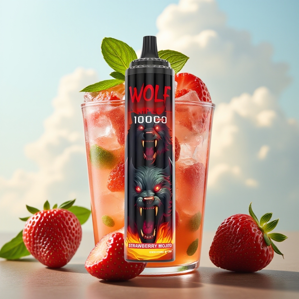 JNR Wolf Niplo 10000 Puffs Dispozabil Vape Jagoda Mojito – 10000 Pufova, 20ml tečnost, 650mAh baterija, Type-C punjenje