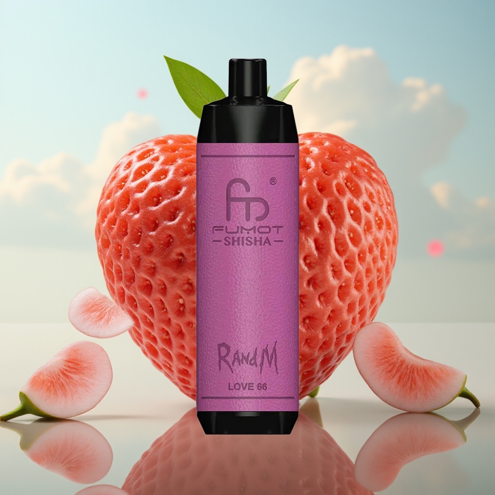 RandM Fumot Shisha 10000 Puffova Jednokratna Vejp LED Indikator, 18ml Tekućina, 850 mAh Baterija, Tip-C Port, 0.5% Nikotina Love 66