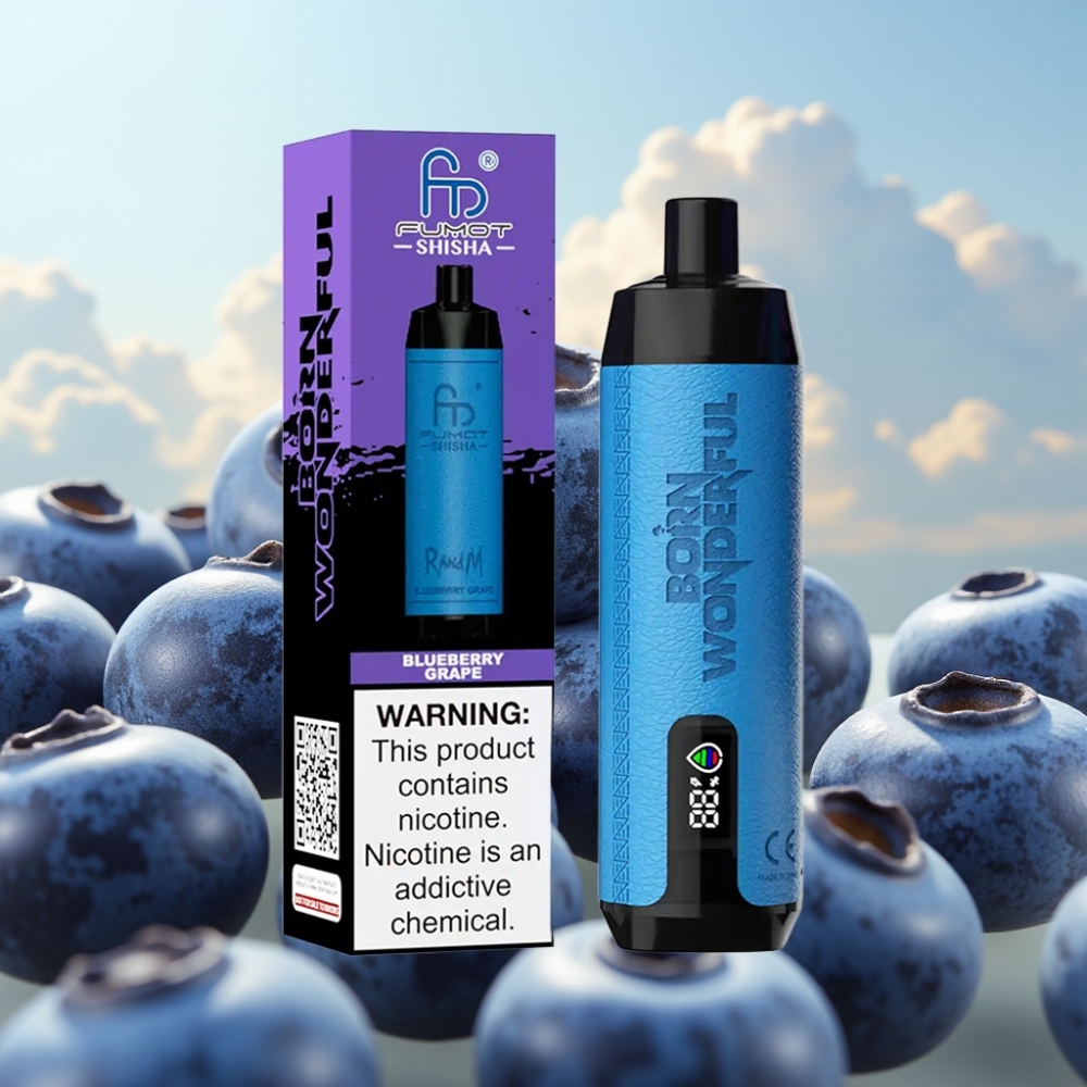 RandM Fumot Shisha 10000 Puffs Dispozabil Vape Borovnica Grožđe - 18ml, 850mAh, 0.6ohm, Type-C