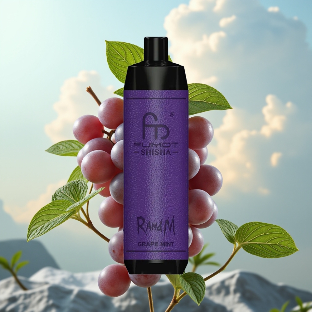 RandM Fumot Shisha 10000 Puffs Dispozabil Vape Grozdana Metvica – LED Indikator, 18ml tečnost, 850 mAh baterija