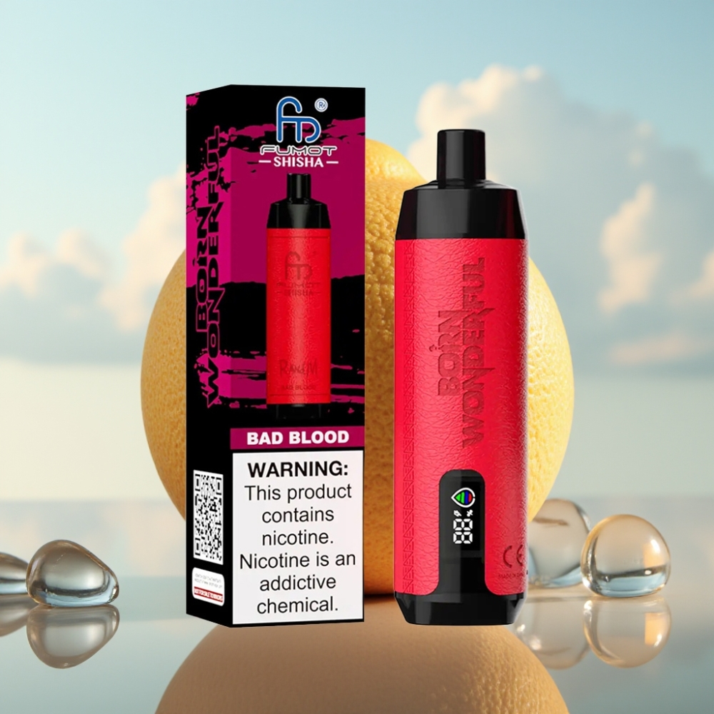 RandM Fumot Shisha 10000 Puffs Jednokratna Vape - LED Indikator, 18ml Tečnost, 850 mAh, Tip-C, Loša Krv