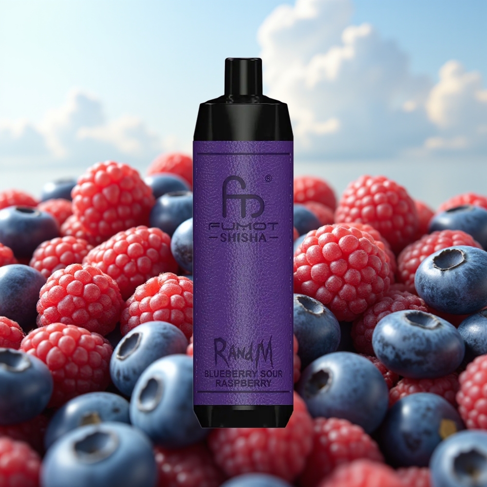 RandM Fumot Shisha 10000 Pufova Jednokratna Vape - Borovnica-Kisela Malina, LED Indikator, 18ml tečnost, 850mAh baterija