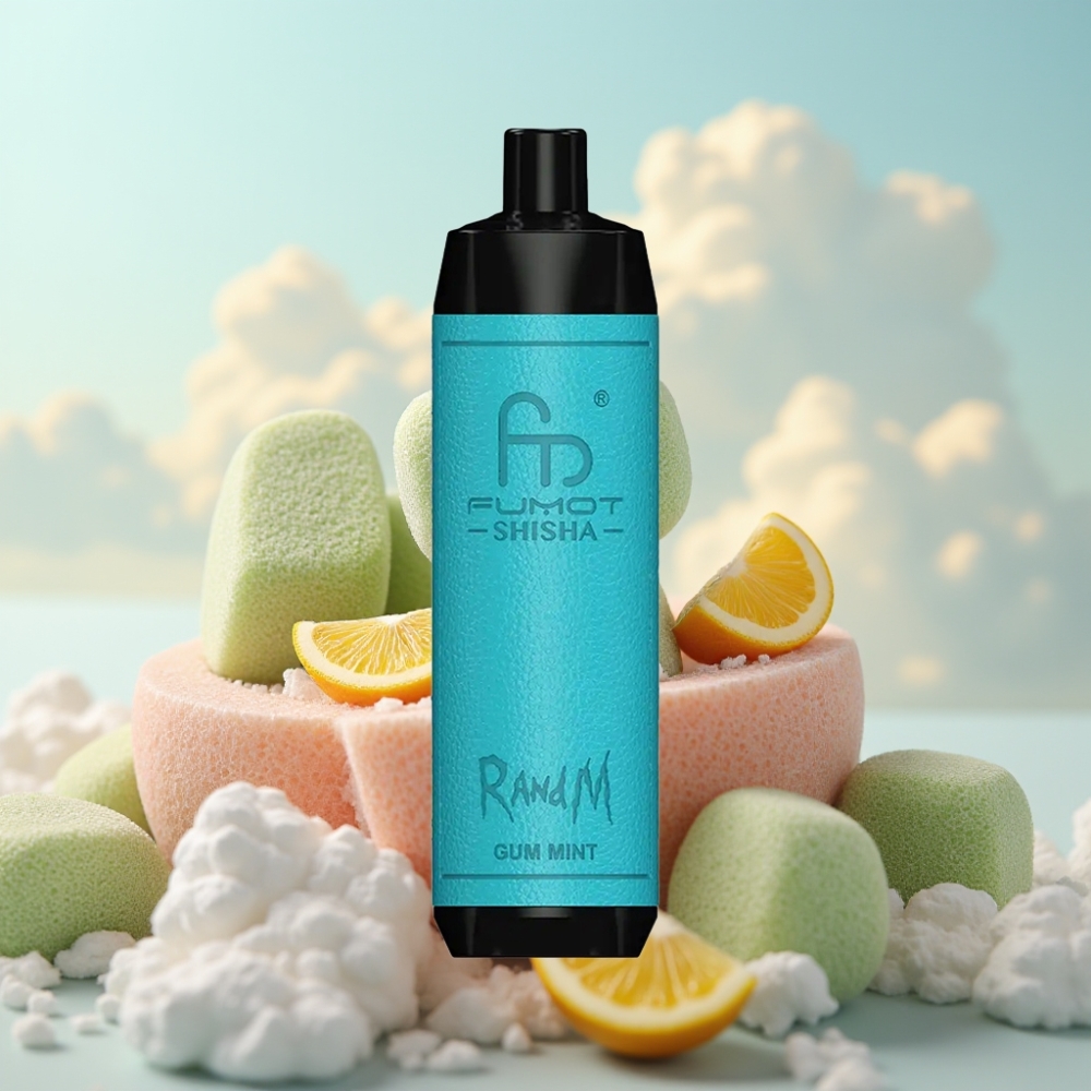 RandM Fumot Shisha 10000 Pufova Jednokratna Vape Mentol Žvakaća, 18ml tečnost, 850 mAh, Tip-C