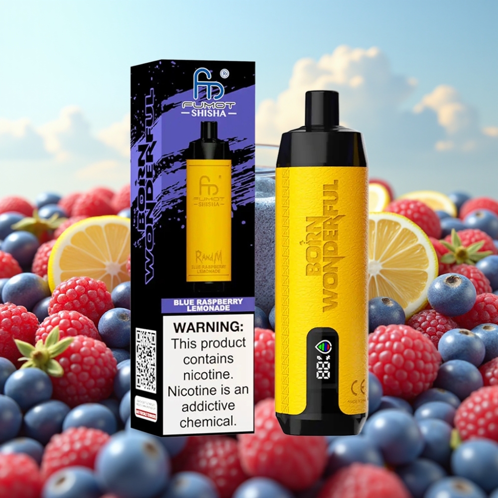 RandM Fumot Shisha 10000 Pufova Jednokratna Vape Plava Malina Limunada – 18ml, 850 mAh, 0.6ohm