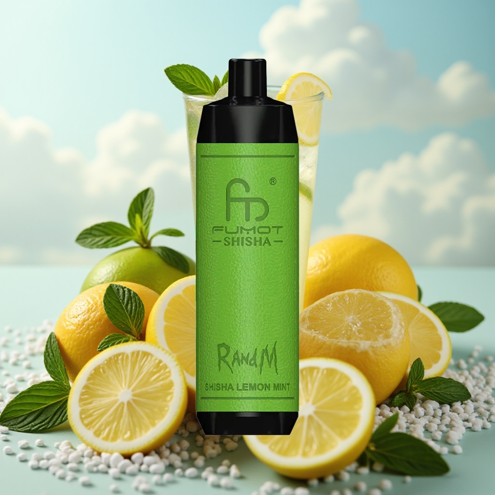 RandM Fumot Shisha 10000 Pufova Jednokratna Vejp – LED Indikator, 18ml Tečnost, 850 mAh Baterija, Aroma Limun Metvica