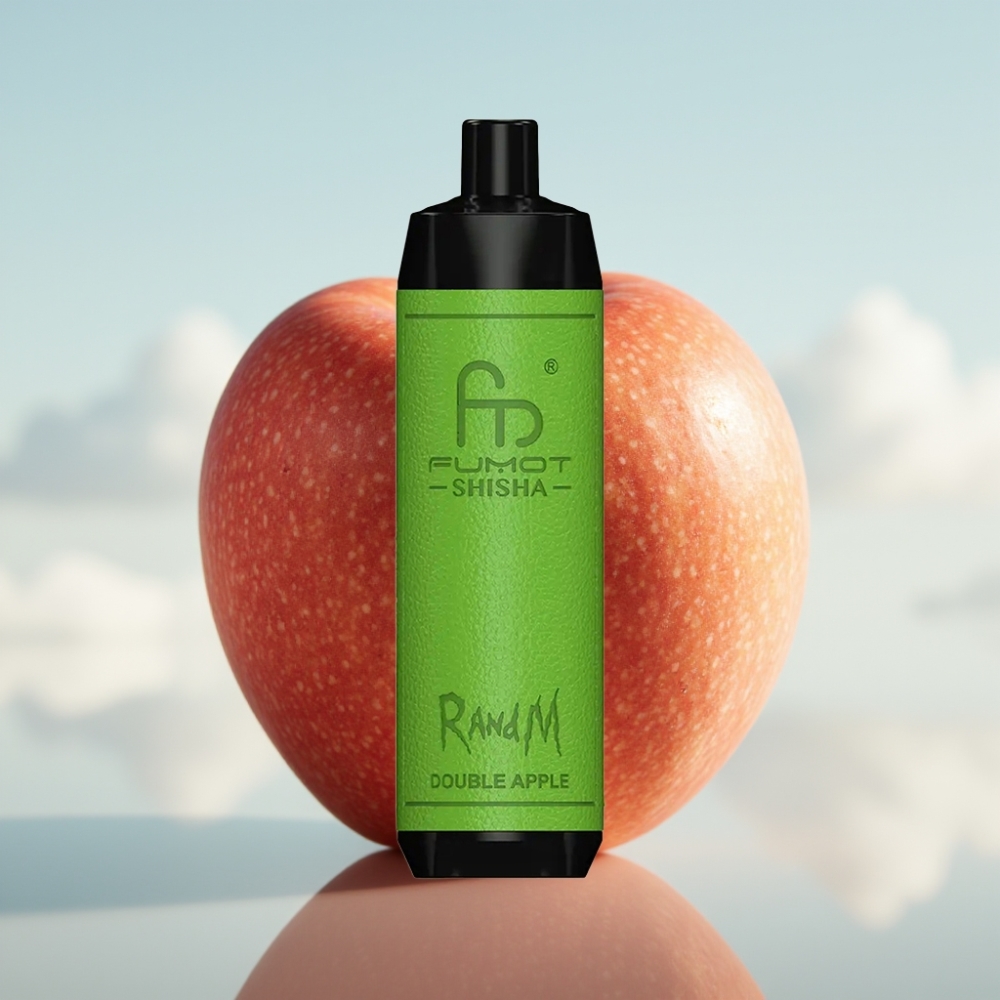 RandM Fumot Shisha 10000 Pufova Jednokratna Vejp – LED Indikator, 18ml Tečnost, 850 mAh Baterija, Dvostruka Jabuka