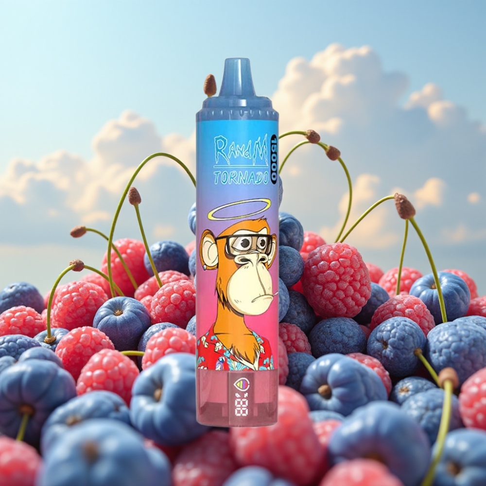 Fumot RandM Tornado 15000 Puffs - 25ml, 850mAh, Mesh Coil, Plava Malina Trešnja