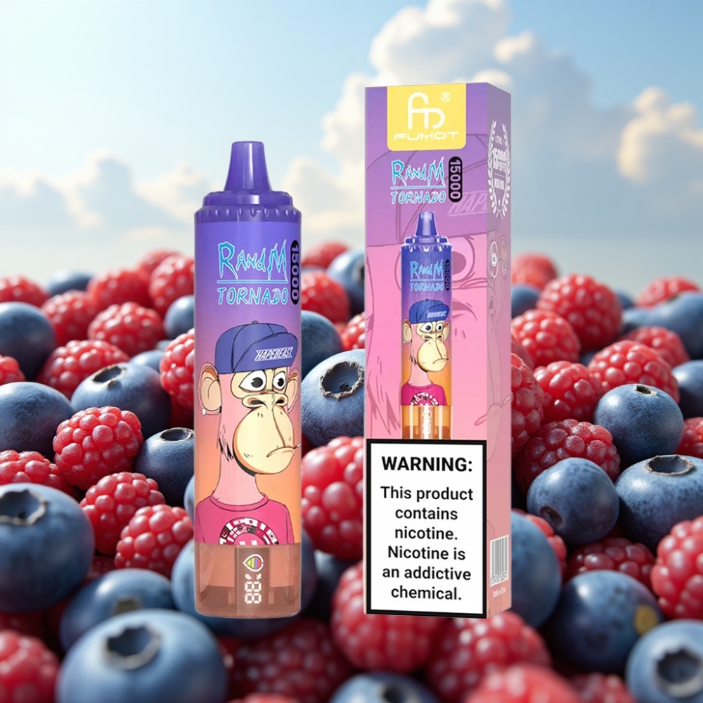 Fumot RandM Tornado 15000 Puffs - 25ml, 850mAh, Mesh Coil, Plava borovnica, Trešnja, Brusnica