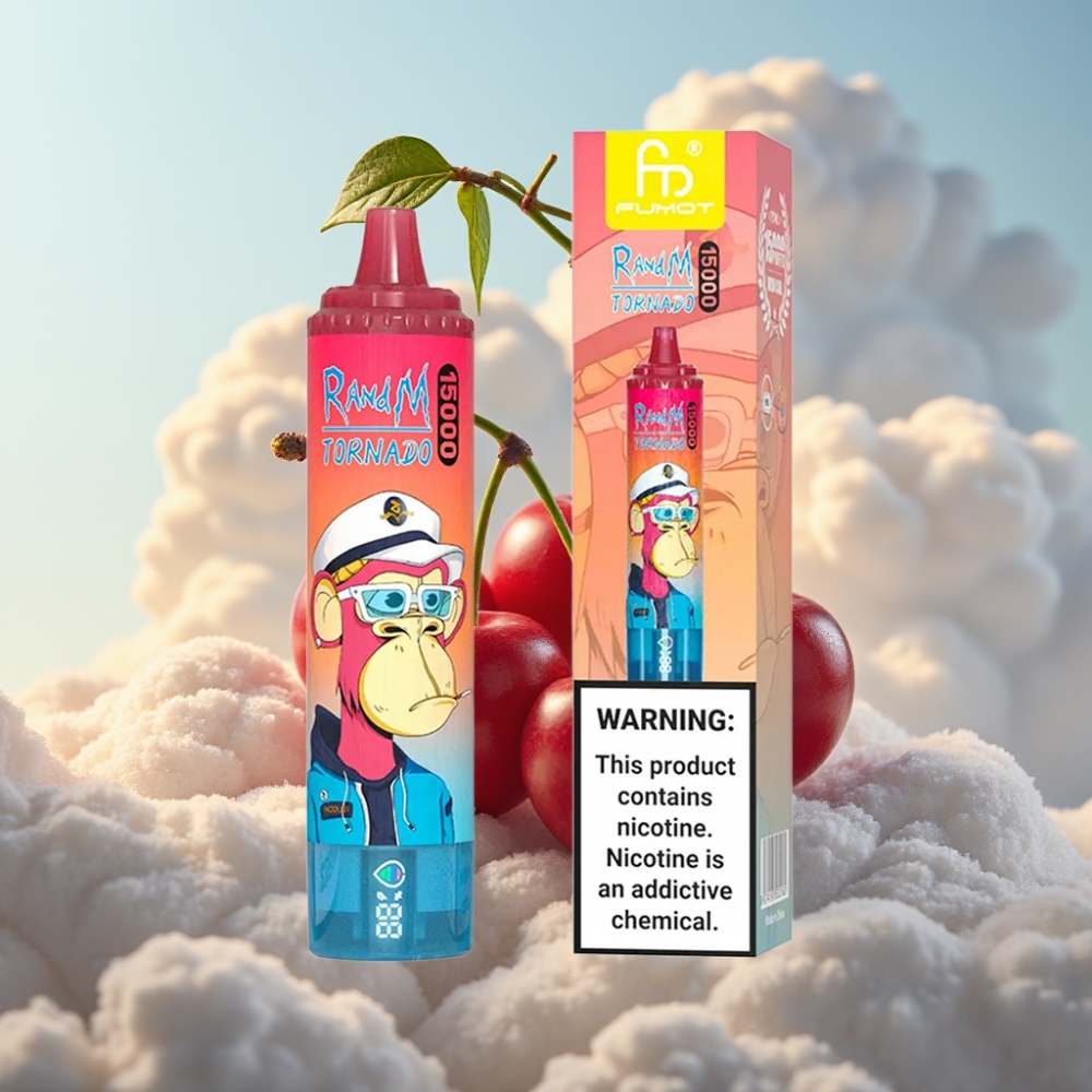 Fumot RandM Tornado 15000 Puffs - 25ml, 850mAh, Mesh Coil, USB Type-C, LCD, Trešnja
