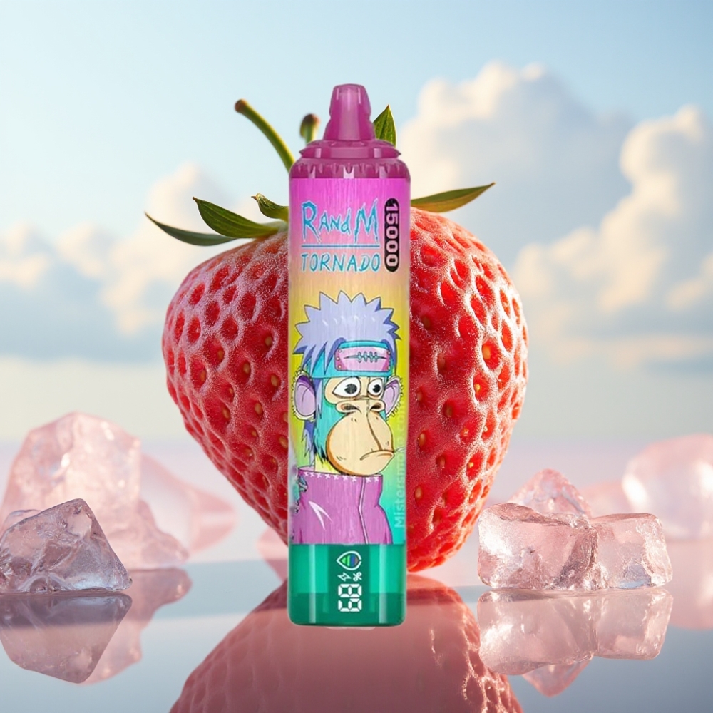 Fumot RandM Tornado 15000 Puffs Dispozabil Vape Ledena Jagoda – 25ml tečnost, 850mAh baterija, Mesh Coil