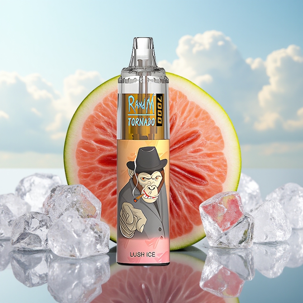 Fumot Tornado 7000 Dispozabil Vape - 7000 Puffova, 14 ML Tečnosti, Mesh Kalem, Tip-C, RGB Svetlo, Ledašći Led (Lush Ice)