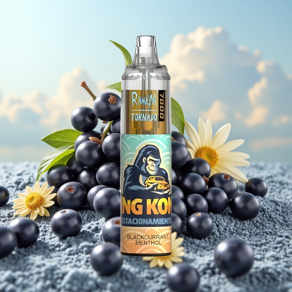 Fumot Tornado 7000 Dispozabil Vape – 7000 Puffova, 14 ML tečnosti, 850 MAH baterija, Mesh Coil, Tip-C, Crna ribezla mentol