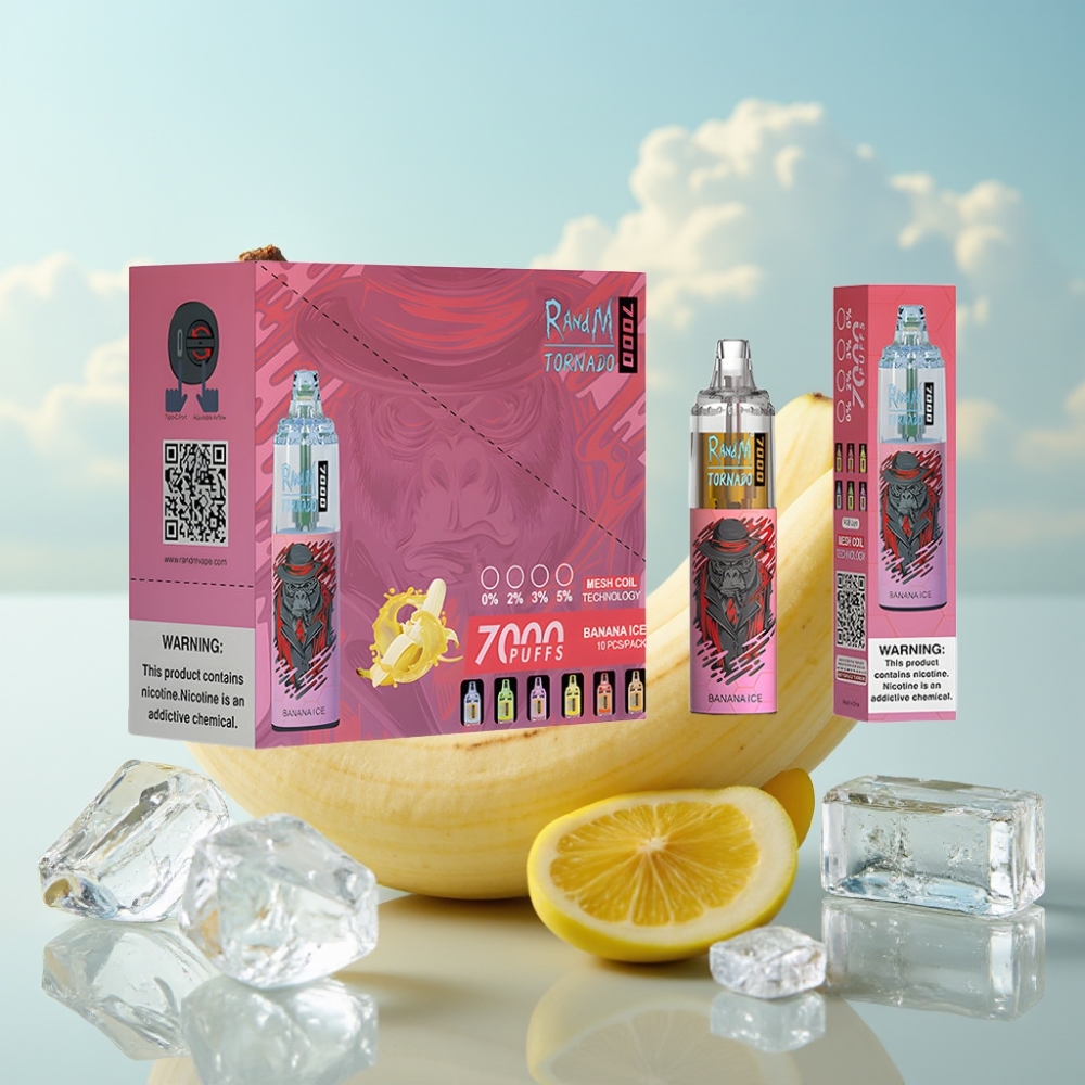 Fumot Tornado 7000 Dispozabil Vape - Banana Led, 7000 Pufova, 14 ML Tecnost, 850 MAH Baterija, Mesh Kalem