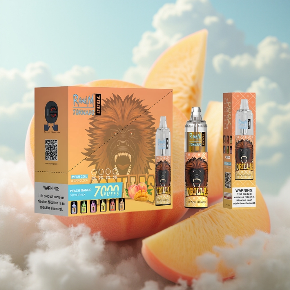 Fumot Tornado 7000 Dispozabil Vape Breskva Mango – 7000 Pufova, 14 ML Tecnosti, 850 MAH Baterija, Mesh Kalem