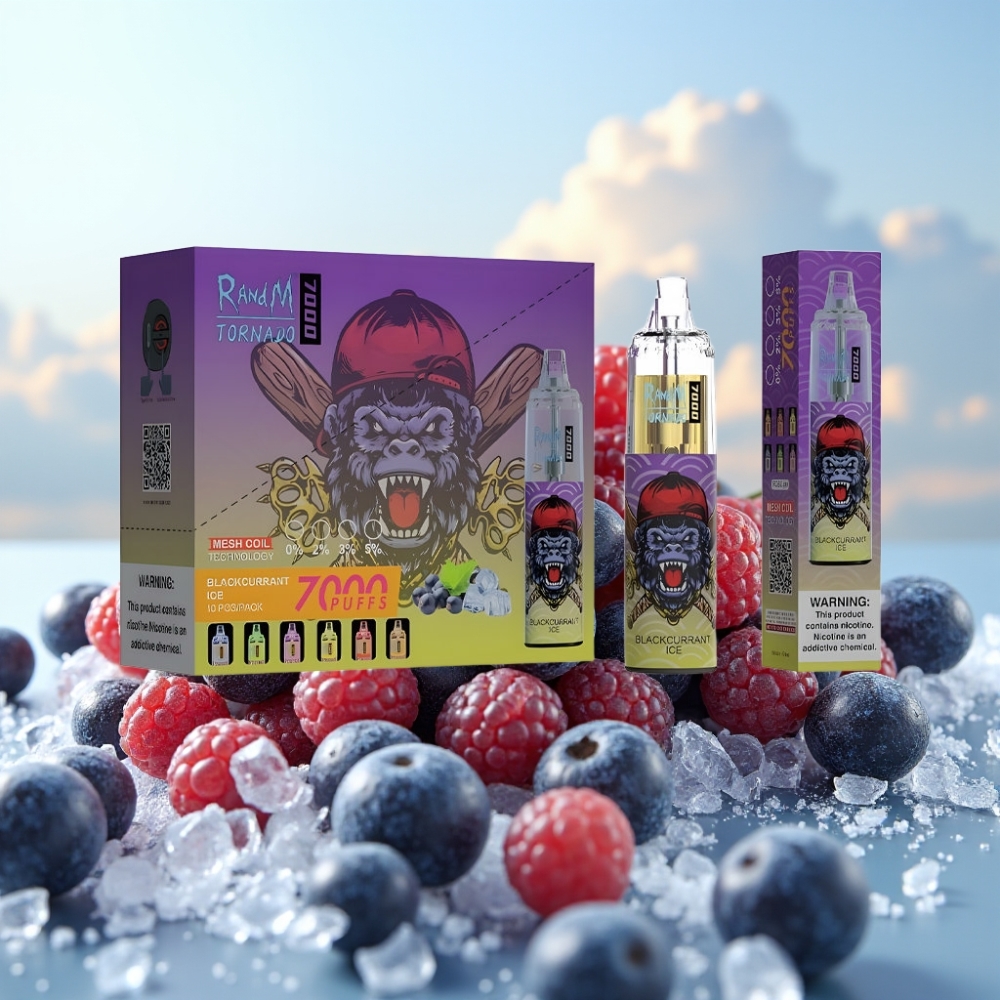 Fumot Tornado 7000 Dispozabil Vape - Crna Ribizla Led, 7000 Puffova, 14 ML Tekućine, 850 MAH Baterija, Mesh Kalem