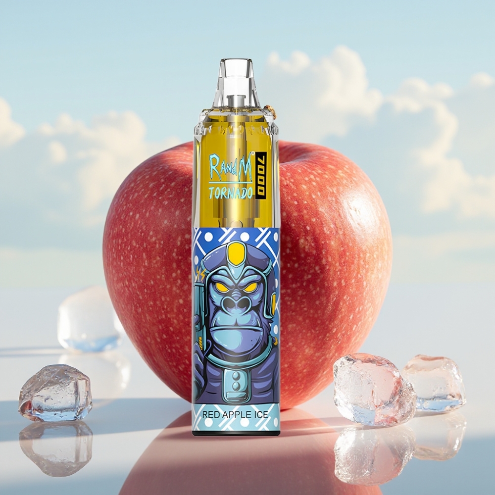 Fumot Tornado 7000 Dispozabil Vape Crvena Jabuka Led – 7000 Puffova, 14 ML Tecnost, 850 MAH, Mesh Coil