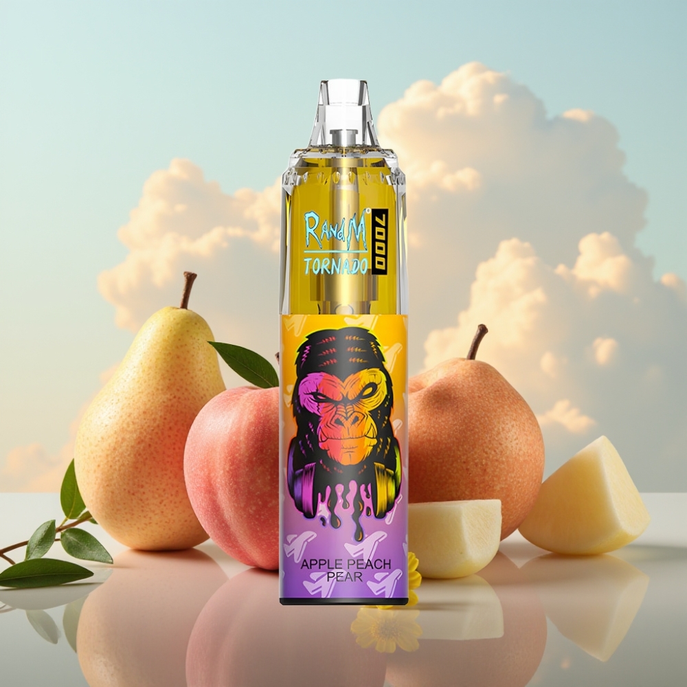 Fumot Tornado 7000 Dispozabil Vape Jabuka Breskva Kruška – 7000 Pufova, 14 ML Tekućine, 850 MAH Baterija, Mesh Kalem