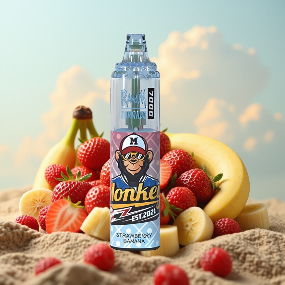 Fumot Tornado 7000 Dispozabil Vape Jagoda Banana - 7000 Puffs, 14 ML, Mesh Coil, Type-C