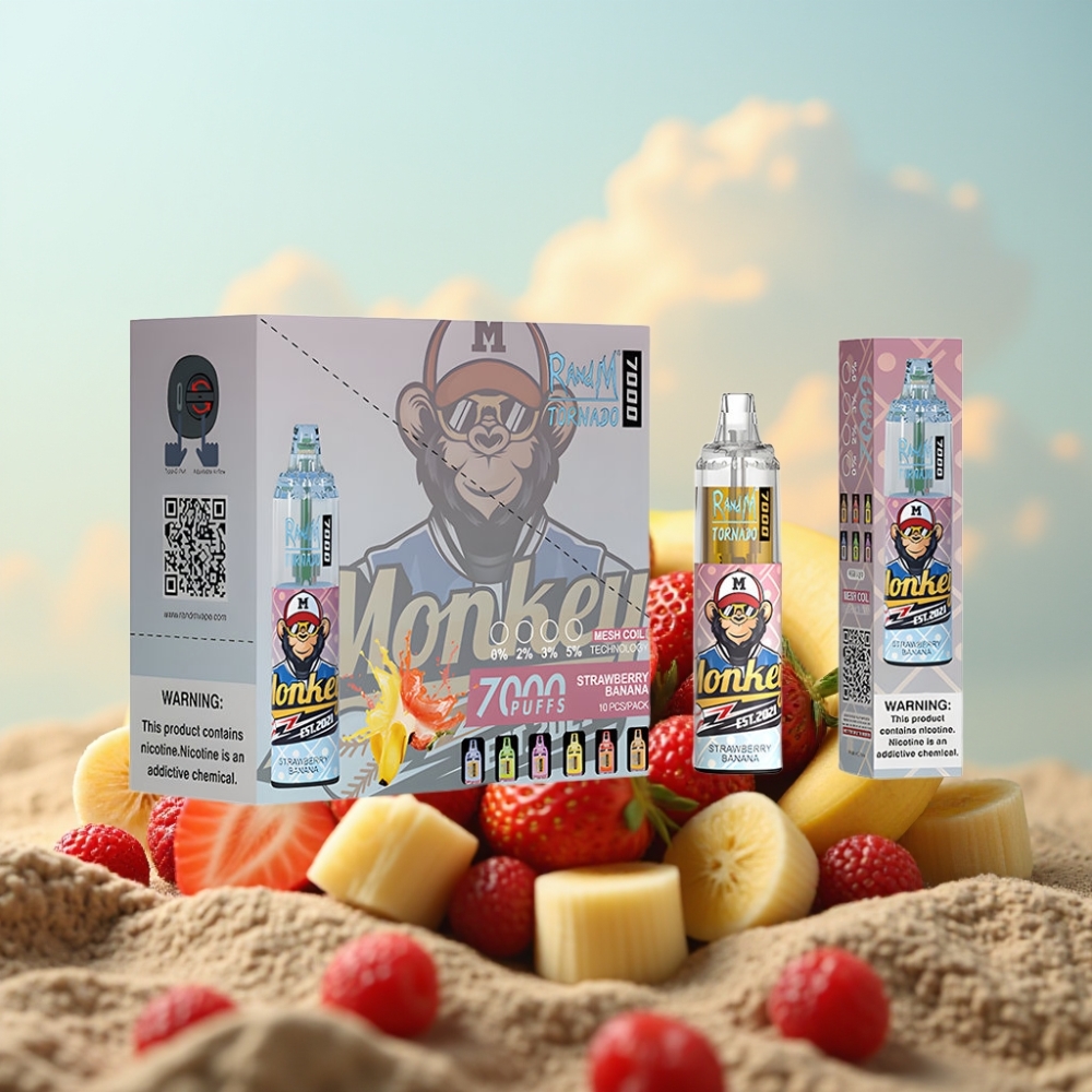 Fumot Tornado 7000 Dispozabil Vape Jagoda Banana - 7000 Puffs, 14 ML, Mesh Coil, Type-C