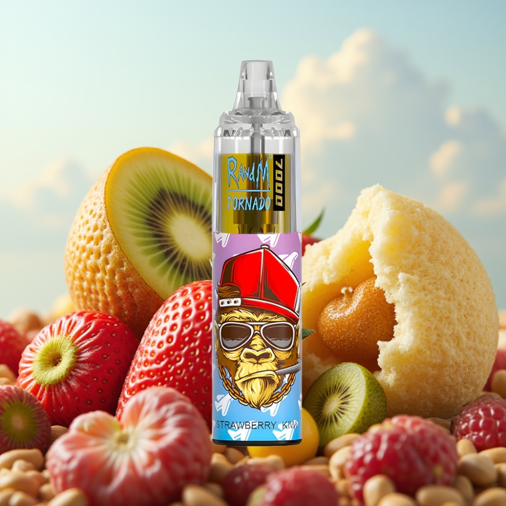 Fumot Tornado 7000 Dispozabil Vape Jagoda-Kivi 7000 Puffova, 14 ML Tecnost, Mesh Coil, Type-C Port