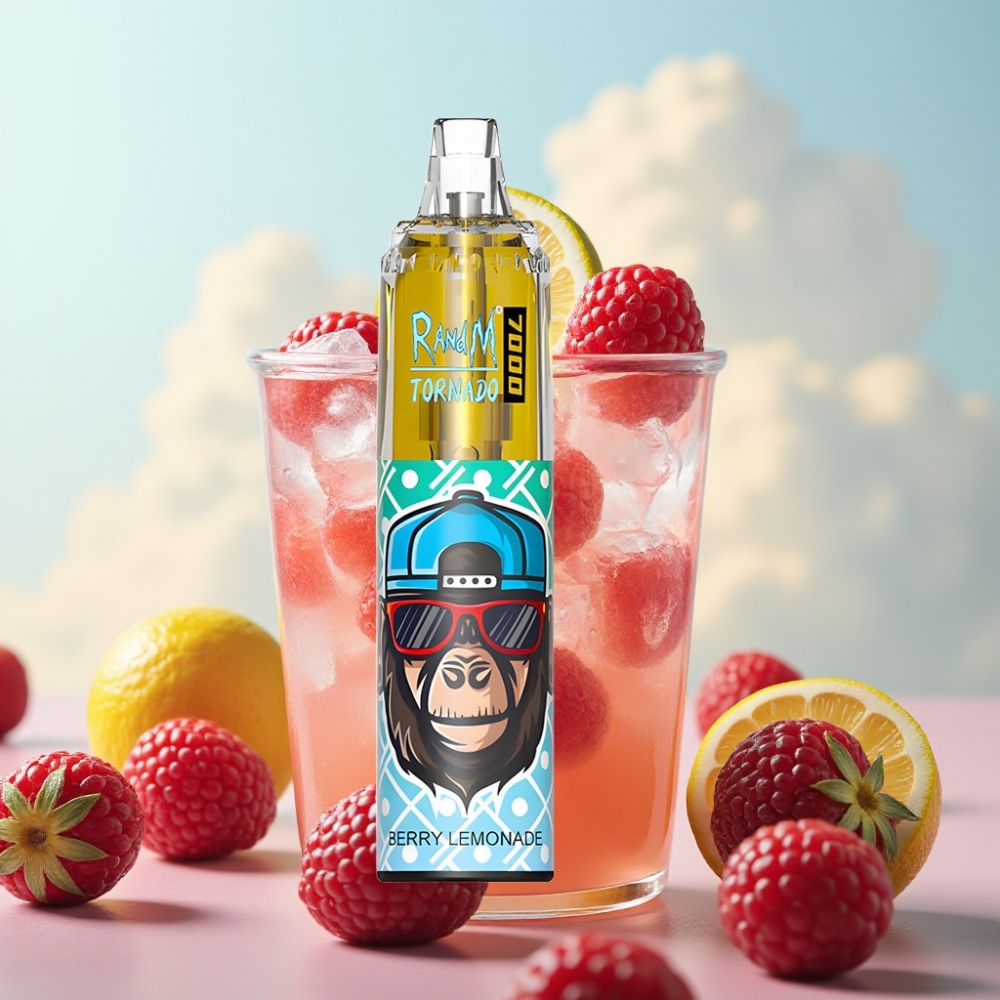 Fumot Tornado 7000 Dispozabil Vape - Jagoda Limunada, 7000 Pufova, 14 ML Tekućine, 850 MAH Baterija, Mesh Kalem