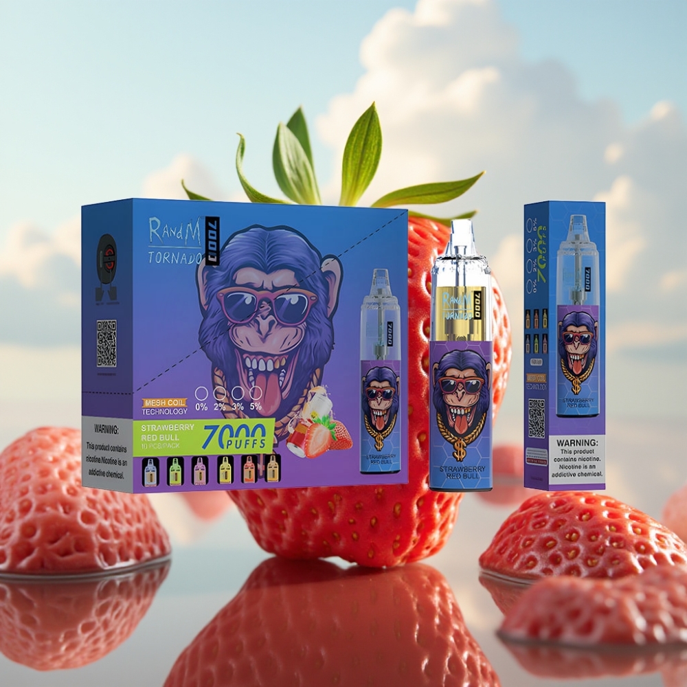Fumot Tornado 7000 Dispozabil Vape - Jagoda Red Bull, 7000 Pufova, 14 ML Tečnost, 850 MAH Baterija, Mesh Kalem