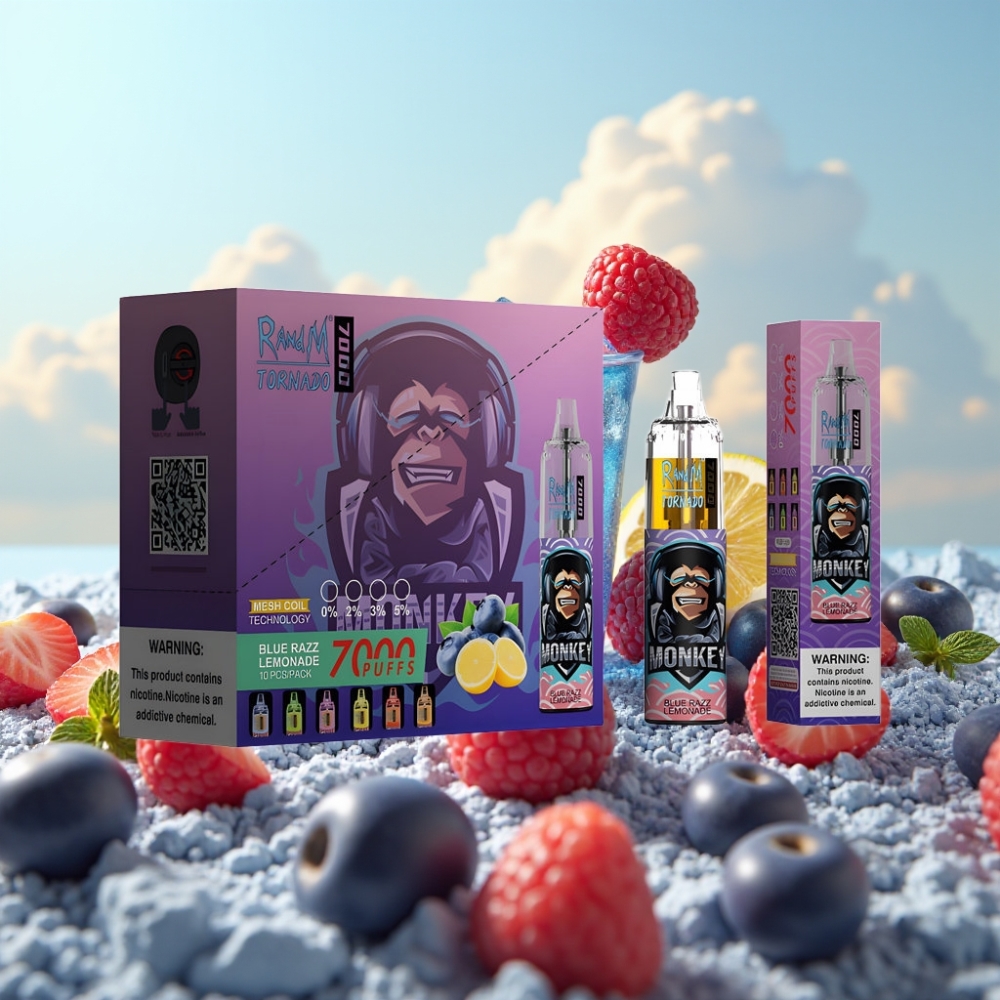 Fumot Tornado 7000 Dispozabil Vape Plava Malina Limunada – 7000 Puffs, 14 ML, Mesh Coil, Type-C Port