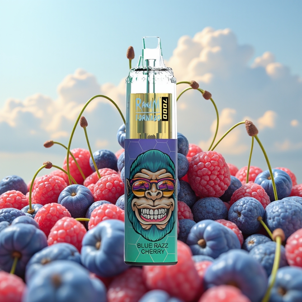 Fumot Tornado 7000 Dispozabil Vape - Plavi Malina Trešnja, 7000 Pufova, 14 ML Tekućine, 850 MAH Baterija, Mesh Kalem