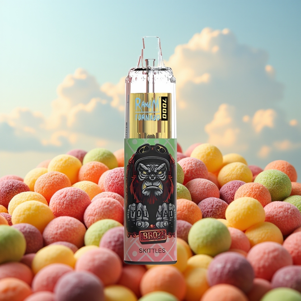 Fumot Tornado 7000 Dispozabil Vape Skitlsi – 7000 Pufova, 14 ML Tekućine, 850 MAH Baterija, Mesh Kalem, Type-C Port, RGB Svetlo