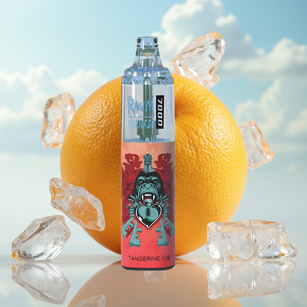 Fumot Tornado 7000 Dispozabil Vape Tangerin Led (14 ML, 850 MAH, Mesh Coil)