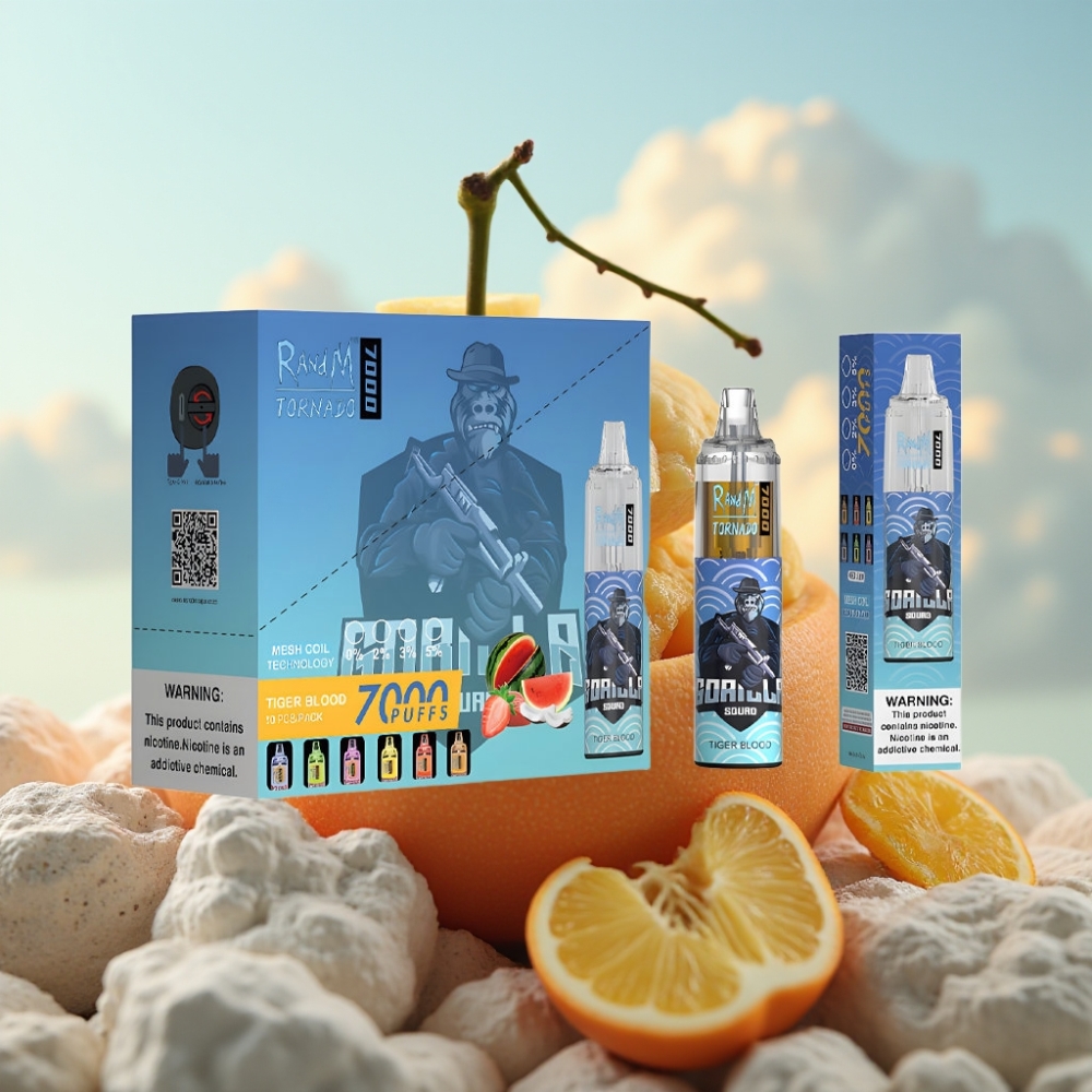 Fumot Tornado 7000 Dispozabil Vape Tigrina Krv – 7000 Pufova, 14 ML Tecnosti, 850 MAH Baterija, Mesh Kalem