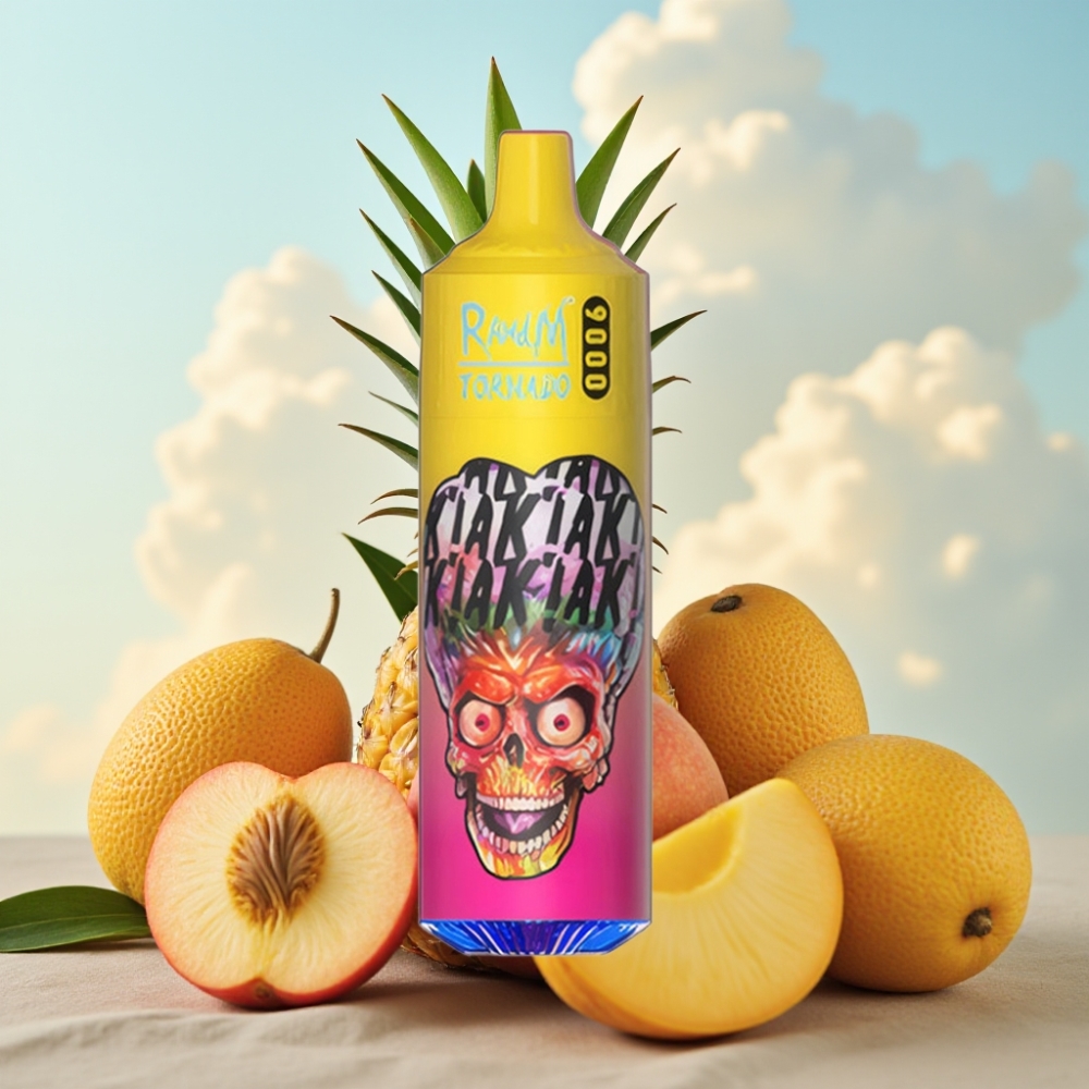 RandM Tornado 9000 Puffs Dispozabil Vape Breskva Mango Ananas, 18 mL, Mesh Coil, RGB Display